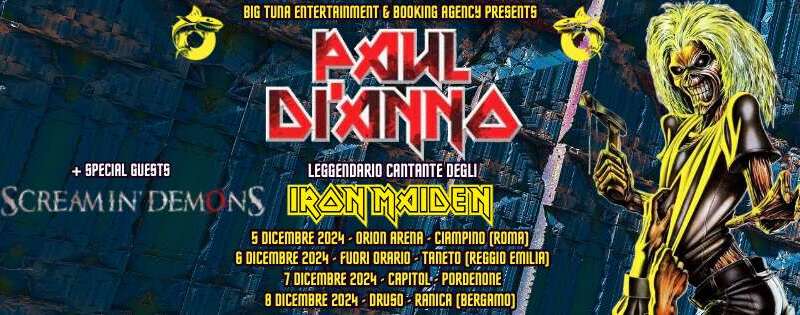 PAUL DI’ANNO – le imperdibili date italiane dell’ex cantante degli Iron Maiden