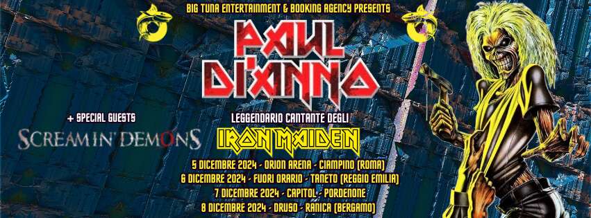 PAUL DI’ANNO – le imperdibili date italiane dell’ex cantante degli Iron Maiden