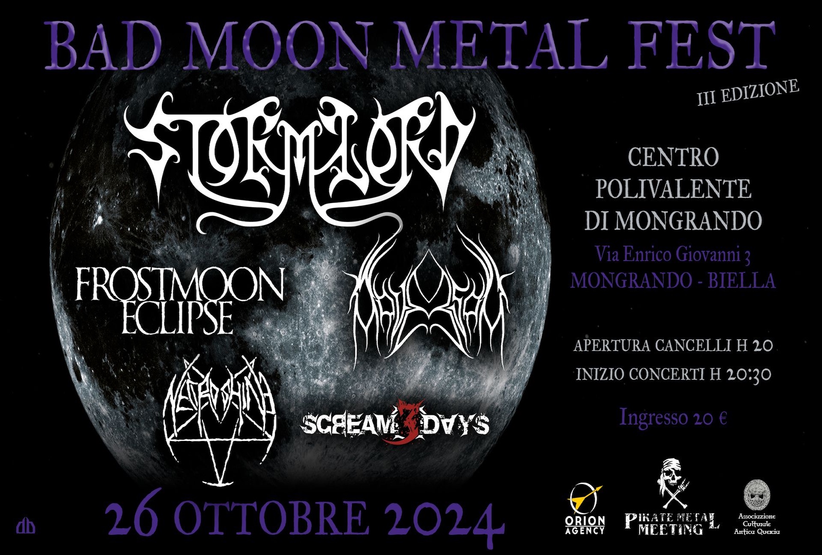 BAD MOON METAL FEST – gli orari e i dettagli della terza edizione con Stormlord e Frostmoon Eclipse