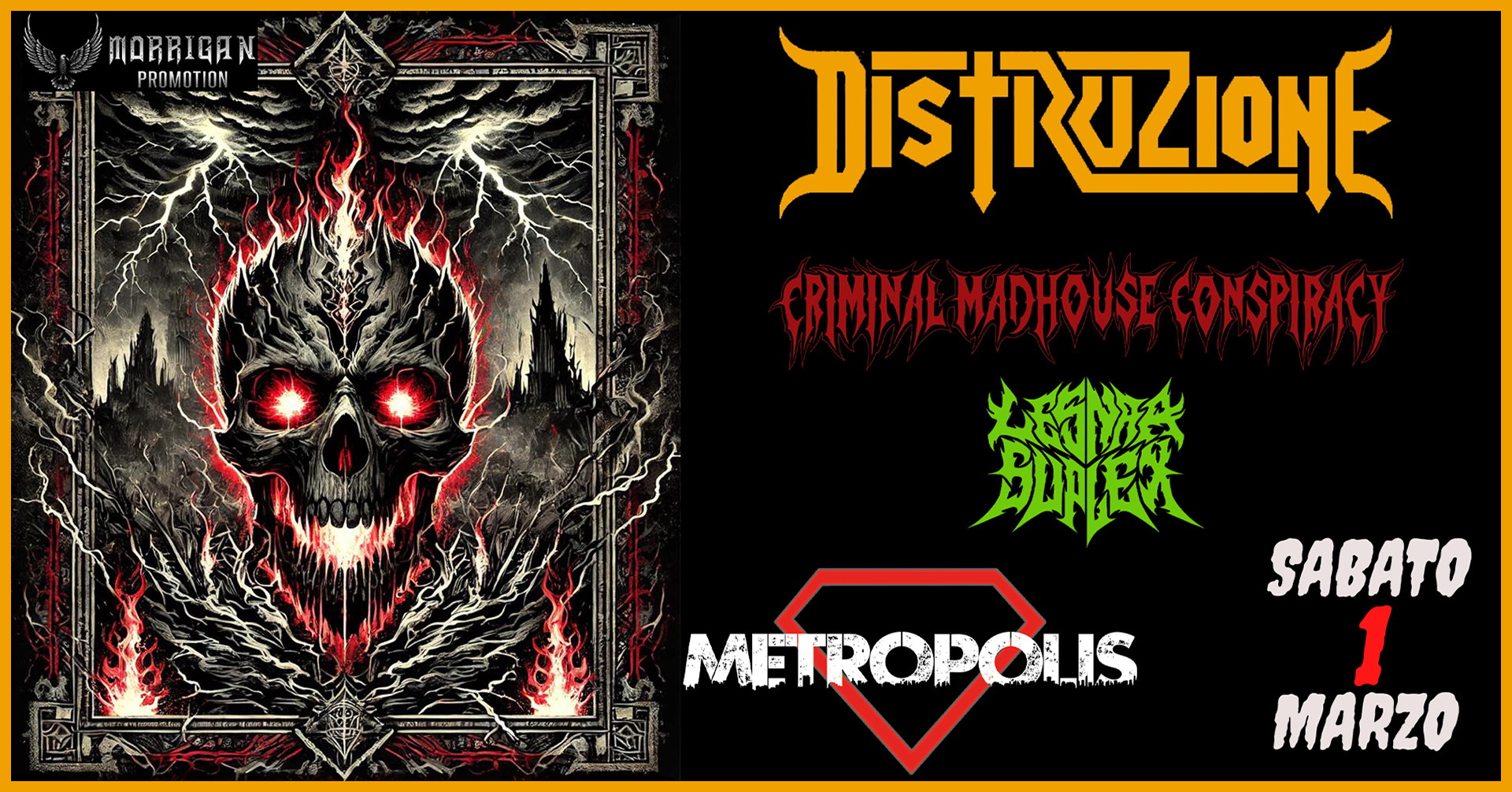 DISTRUZIONE – con Criminal Madhouse Conspiracy e Lesnar Suplex live al Metropolis Live Club