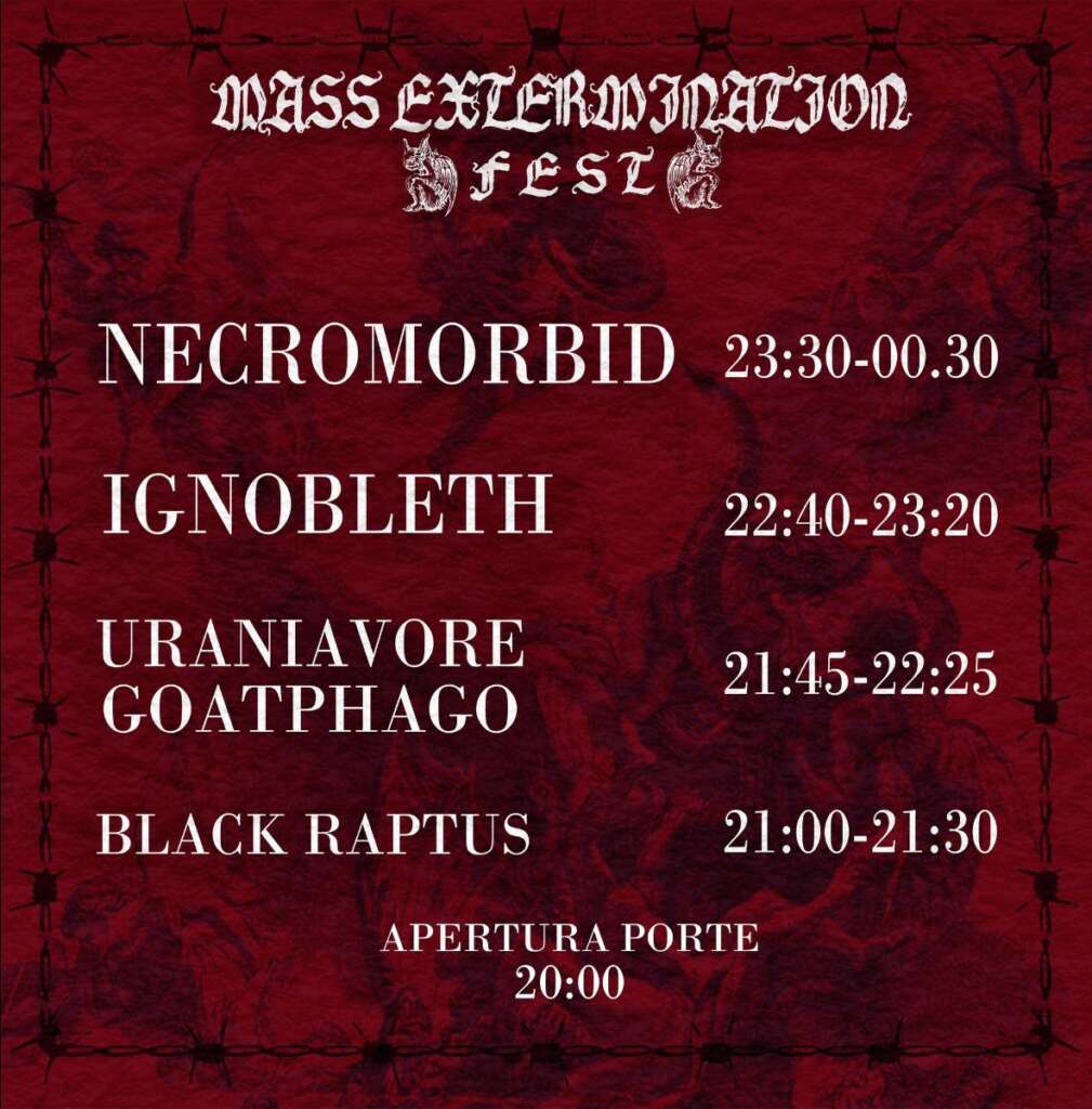 MASS EXTERMINATION FEST gli orari